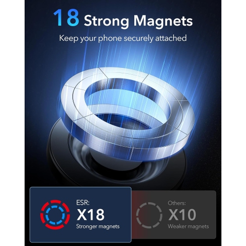 E for MagSafe Car Mount[2300g N52H Magnet], Magnetic Phone Holder Car Dashboard/Windshield, Cell Phone Holder Car w 2 MagSafe Rings for iPhone