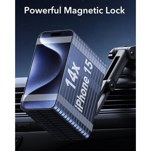 E for MagSafe Car Mount[2300g N52H Magnet], Magnetic Phone Holder Car Dashboard/Windshield, Cell Phone Holder Car w 2 MagSafe Rings for iPhone