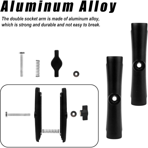 G Double Socket Arm Mount, 5.9in Aluminum Alloy Double Socket Arm for Phone Holder Bike Truck Mounts Arms for 1 Ball Components