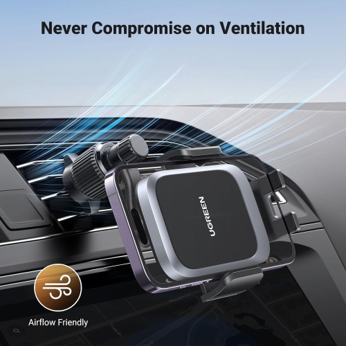 U Car Phone Holder, Never Blocking Vent, Car Vent Phone Mount with 360 Degree Swing Arm Support Cellulaire Auto Compatible for iPhone 14 13 12 Pro