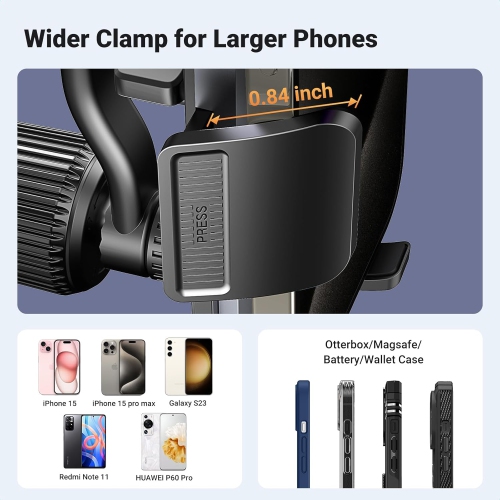 U Car Phone Holder, Never Blocking Vent, Car Vent Phone Mount with 360 Degree Swing Arm Support Cellulaire Auto Compatible for iPhone 14 13 12 Pro