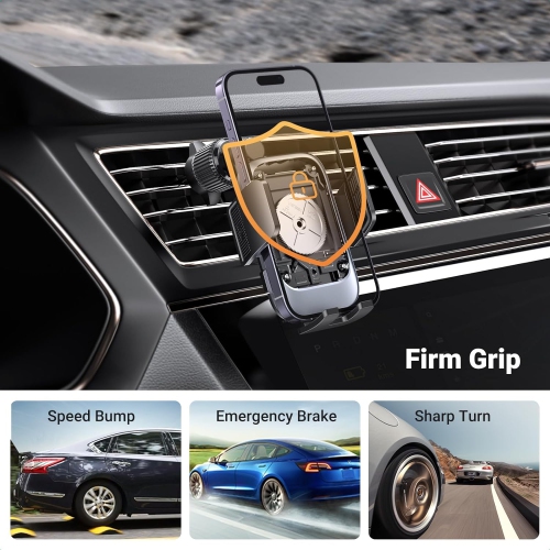 U Car Phone Holder, Never Blocking Vent, Car Vent Phone Mount with 360 Degree Swing Arm Support Cellulaire Auto Compatible for iPhone 14 13 12 Pro