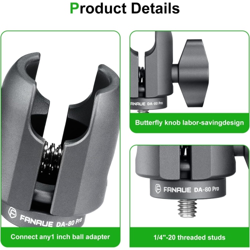 F Single Socket Arm with 1/4-20 Metric Thread Compatible with RAM Mounts B Size Double Socket Arm