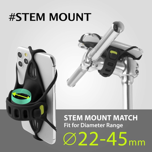 (B) Bike Tie Pro 4 Bike Ph Mount Bicycle Ph Holder for Stem Mounting 4.7-7.2 Phs, Ultra Light Ph Shock-Proof Mount for Bike Motorcycle, Designed for