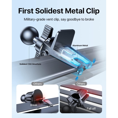 A Phone Holder Car Vent, [Military Sturdy, Firmly Grip & Never Slip] Car Phone Holder Mount Universal Vent Cell Phone Holder Car, Fit for iPhone 16