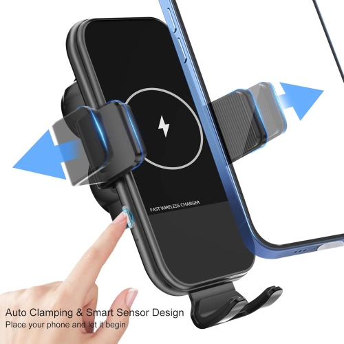 Wireless Car Charger, 15W Qi Fast Charging Auto-Clamping Car Mount, Air Vent Phone Holder Compatible with iPhone, Samsung, LG, Google1