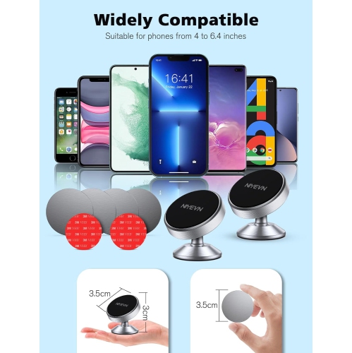 (2-PACK)Magnetic Phone Holder Car, [ 360°Rotating ] Hands-Free Car Phone Holder, [ Strong Magnet ] Universal Dashboard Magnetic Cell Phone Holder Car