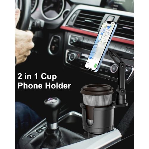 for Magsafe Car Mount Cup Holder - [Bottle Friendly] Magnetic Phone Holder for Car Cup Stand Expander with Height Adjustable Arm, Vent Phone Mount