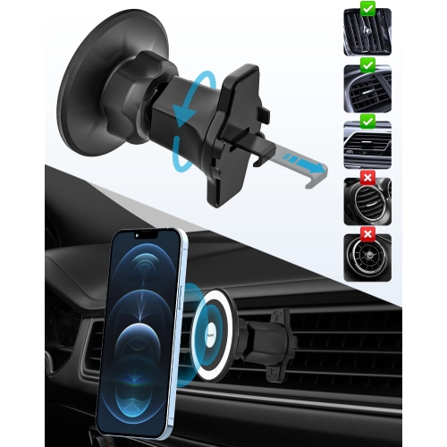 for Magsafe Car Mount Cup Holder - [Bottle Friendly] Magnetic Phone Holder for Car Cup Stand Expander with Height Adjustable Arm, Vent Phone Mount