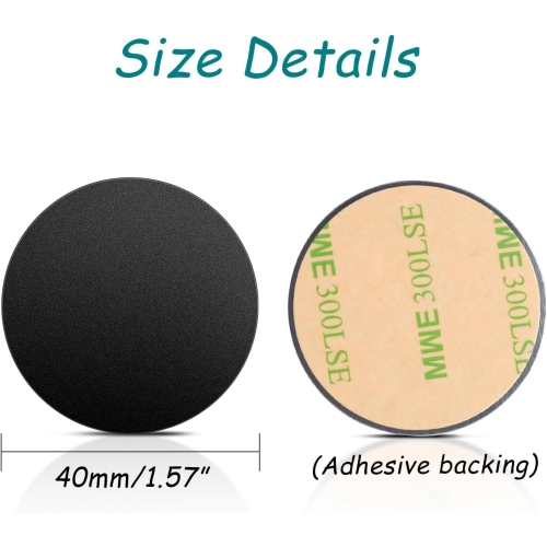 F Metal Plates for Magnetic Car Phone Holder Cradle, Thin Round Steel Sheets Mount Metal Plates with Adhesive for Magnetic Phone Mount Universal