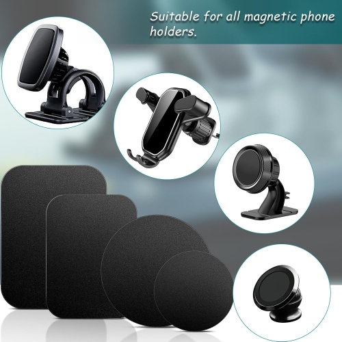 F Metal Plates for Magnetic Car Phone Holder Cradle, Thin Round Steel Sheets Mount Metal Plates with Adhesive for Magnetic Phone Mount Universal