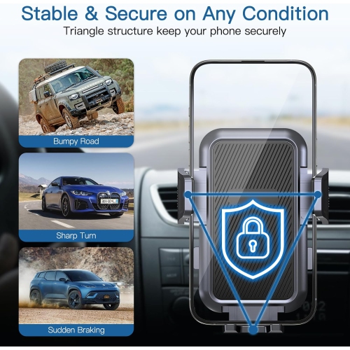 U Latest Upgraded Car Air Vent Phone Mount,Metal Steel Hook,Ultra Stable & Secure,Easy Operation,360°Rotation,Case Friendly,Compatible for All iPhone