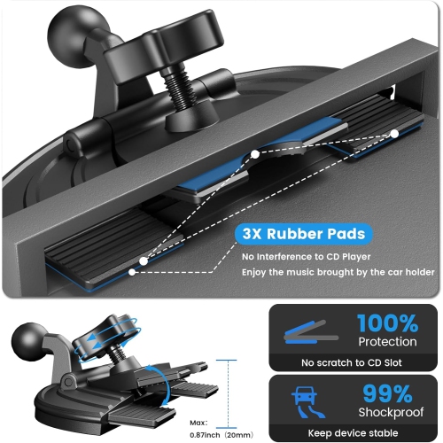O for 15W MagSafe Car Mount Charger for iPhone 16, Fast Wireless Charging, Magnetic CD Slot Holder with 3M Adhesive Base for Dashboard, Aluminum