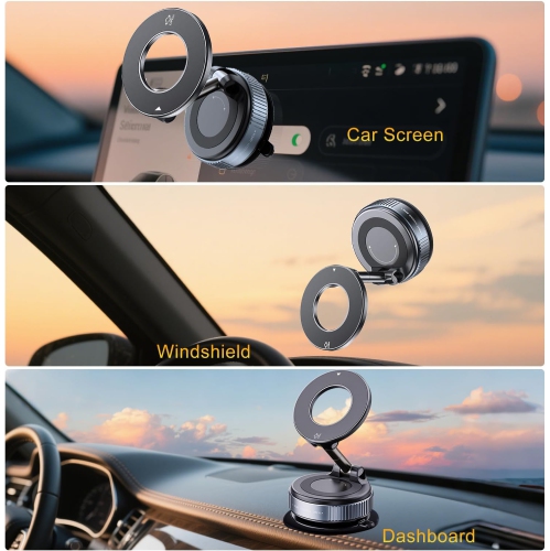 J 360ยฐ Adjustable Vacuum Magnetic Suction Car Phone Holder, Swivel Locking Vacuum Phone Mount, Suction Cup Magnetic Cell Phone Holder Compatible with