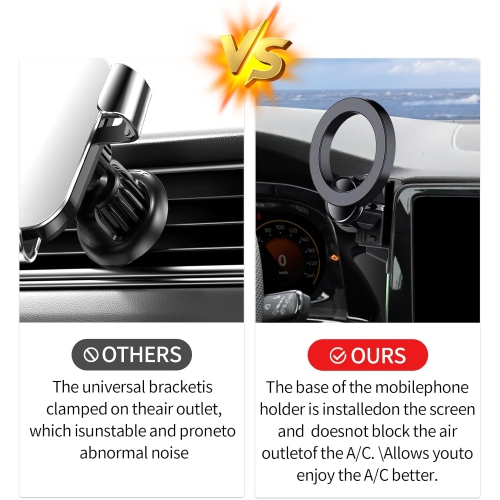 M Car Phone Holder for 2024 2025 VW Atlas/VW Altas Cross Sport Accessories 12-Inch Screen Fixed Clip, 360° Rotation Phone Mount Compatible with