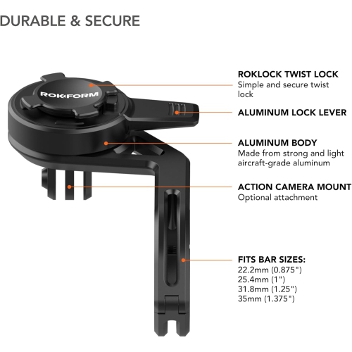 R - Over The Top Bike Phone Mount, Fits 4 Sizes of Bars 22.2-35mm, Bicycle Handlebar Mount Designed Twist Lock iPhone, Galaxy, Pixel Cases or