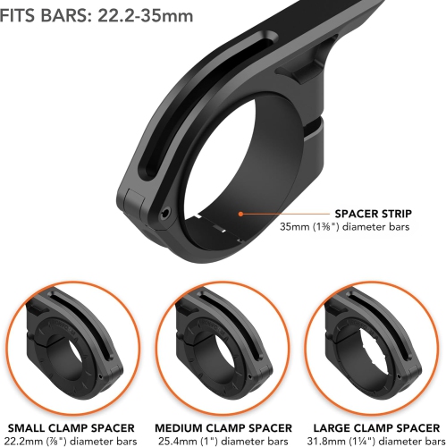 R - Over The Top Bike Phone Mount, Fits 4 Sizes of Bars 22.2-35mm, Bicycle Handlebar Mount Designed Twist Lock iPhone, Galaxy, Pixel Cases or