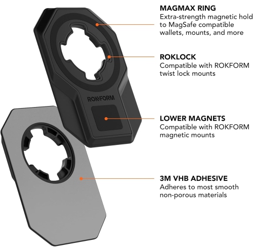 R – Universal Adapter, Twist Lock and Mag Safe Compatible, Magnetic Phone Mount, Adapter Mounts to Almost Any Smartphone, Phone Case, Tablet, or Flat