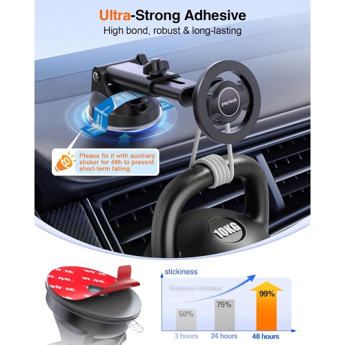 p 75mm Adhesive Pad Replacement for Suction Cup: 4Pcs 2.95'' Double Sided Sticky Tape for Dash Car Mount - 3M VHB Round Sticker Heat Resistant for