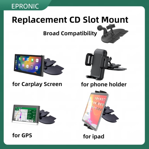 E Portable Car GPS Mount, 17.2mm Ball Adapter CD Slot for Phone Holder, Magnetic Mount, Compatible with 7-10.26 inch Monitors, Adjustable Telescopic