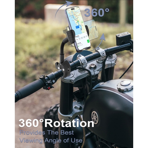 K Bike Phone Holder, Gooseneck Motorcycle Phone Mount, [Security Lock] Bicycle Handlebar Cell Phone Clamp for iPhone 15 14 13 12 Pro Max, Galaxy S23,