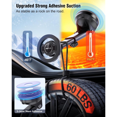 p for Magsafe Car Mount,Dashboard Windshield Ultra Magnetic Phone Holder for Car, Magnet Suction Cup Phone Mount for iPhone, Smartphones,All