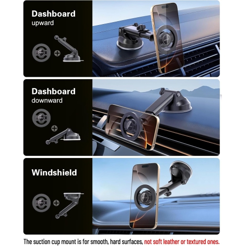 p for Magsafe Car Mount,Dashboard Windshield Ultra Magnetic Phone Holder for Car, Magnet Suction Cup Phone Mount for iPhone, Smartphones,All
