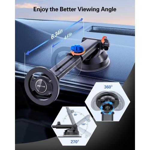 p for Magsafe Car Mount,Dashboard Windshield Ultra Magnetic Phone Holder for Car, Magnet Suction Cup Phone Mount for iPhone, Smartphones,All