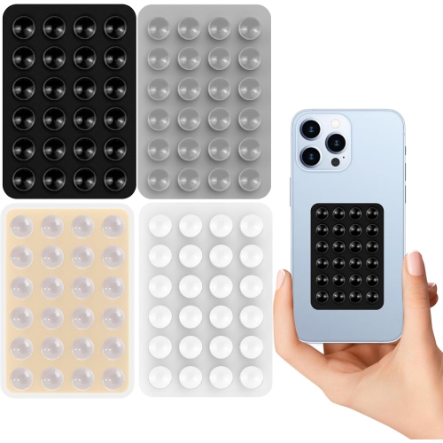 4 Pack W Silicone Suction Phone Case Mount, Non-Slip Suction Cup Phone Mount, Sticky Grippy Silicone Hands-Free Mirror Shower Mobile Holder