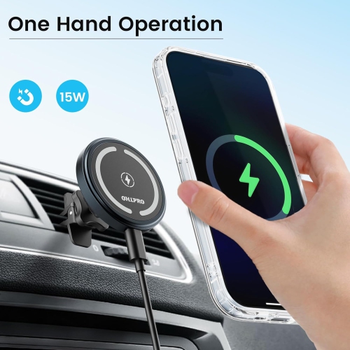 O MagSafe Car Mount Charger iPhone Wireless Car Charger, Stick on Dashboard Magnetic Phone Holder Mount for iPhone 16 Pro Plus Max 15 14 13 12