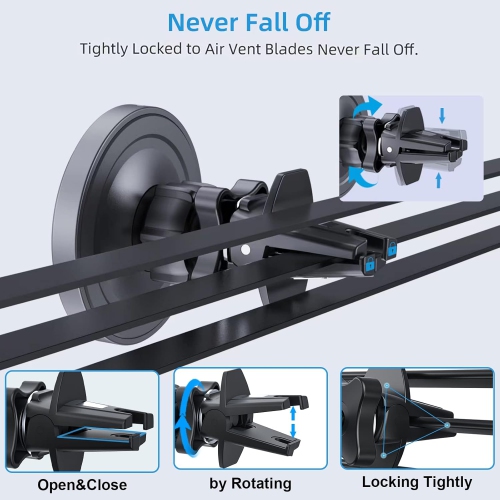 O MagSafe Car Mount Charger iPhone Wireless Car Charger, Stick on Dashboard Magnetic Phone Holder Mount for iPhone 16 Pro Plus Max 15 14 13 12