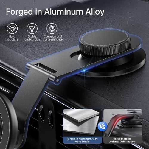 S Fits MagSafe Car Mount for Universal Dashboard, Tesla Screen, Magnetic Phone Holder for Car, Foldable Aluminum Alloy Arm, Super Stable Car Mount