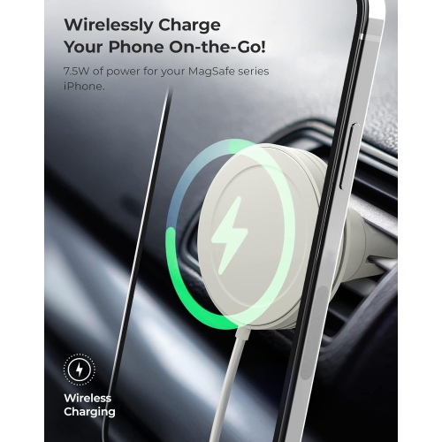 i Velox Mini MagSafe Compatible Wireless Charging Air Vent Car Phone Mount in Astral Gray. Designed for MagSafe Series iPhones Including iPhone 12,