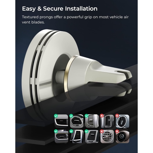 i Velox Mini MagSafe Compatible Wireless Charging Air Vent Car Phone Mount in Astral Gray. Designed for MagSafe Series iPhones Including iPhone 12,