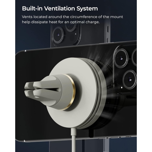 i Velox Mini MagSafe Compatible Wireless Charging Air Vent Car Phone Mount in Astral Gray. Designed for MagSafe Series iPhones Including iPhone 12,