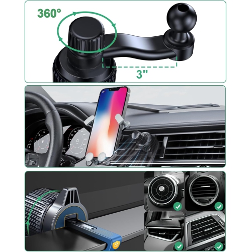 x Z Fold 5 Car Holder(2 Pack Hooks) Vent Fold 4 3 Car Holder Aluminum, Universal Gravity Car Mount for Samsung Galaxy Z Fold 5 4 3 2 Phone 15 14 Pro