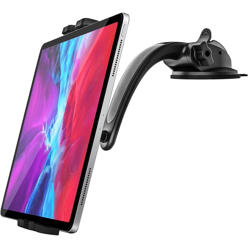 Car Dashboard Tablet Mount, w Car Dash Tablet & Phone Holder with Strong Sticky Gel Suction Cup for iPad Pro 9.7, 11, 12.9 / Air/Mini, iPhone, Galaxy