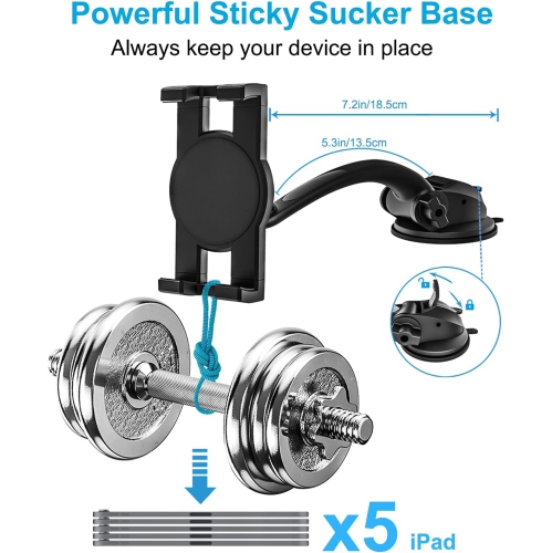 Car Dashboard Tablet Mount, w Car Dash Tablet & Phone Holder with Strong Sticky Gel Suction Cup for iPad Pro 9.7, 11, 12.9 / Air/Mini, iPhone, Galaxy