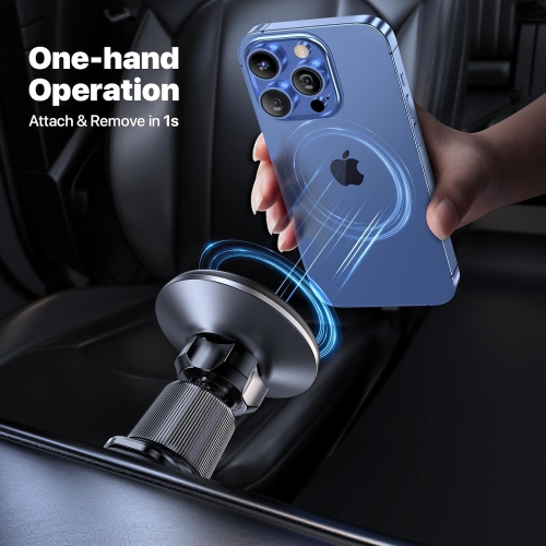 M for MagSafe Car Mount, Upgraded Dual-Metal Hook Clip Phone Holder Car, Ultra-Strong Magnetic Quick Installation, for iPhone 16 Pro Plus Max 15 14