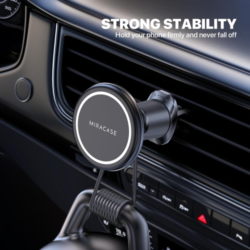 M for MagSafe Car Mount, Upgraded Dual-Metal Hook Clip Phone Holder Car, Ultra-Strong Magnetic Quick Installation, for iPhone 16 Pro Plus Max 15 14