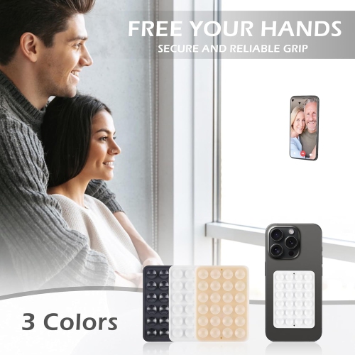 Q 3 PCS Silicone Suction Phone Pads for All Smartphones, Hands-Free Suction Phone Holders Suction Phone Case Sticky Grip Mount for Mirror, Selfie,
