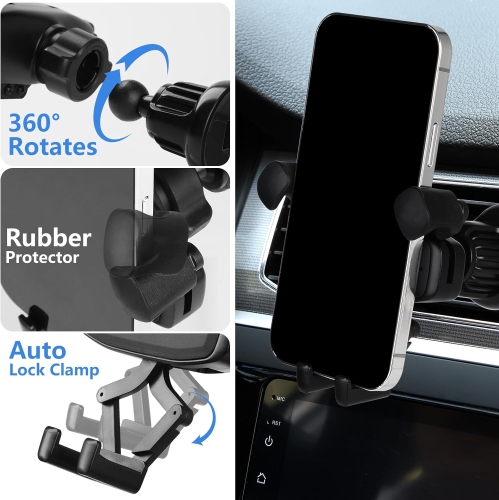 K Car Phone Holder, Cell Phone Mount for Car Gravity Air Vent Clip Hook One Hand Operation Adjustable Automobile Holder Cradle for Almost Phone