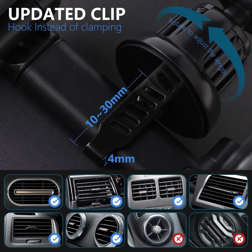 K Car Phone Holder, Cell Phone Mount for Car Gravity Air Vent Clip Hook One Hand Operation Adjustable Automobile Holder Cradle for Almost Phone
