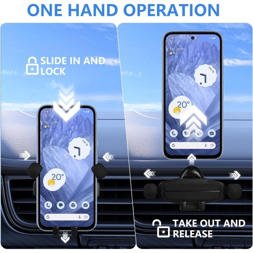 K Car Phone Holder, Cell Phone Mount for Car Gravity Air Vent Clip Hook One Hand Operation Adjustable Automobile Holder Cradle for Almost Phone