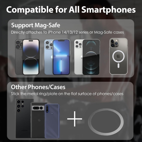 O Upgraded Gym, Car Magnetic Phone Mount Holder Compatible for Mag-Safe, Dual Strong Magnets, Easily and Firmly Attaches to Metal Surface for Any