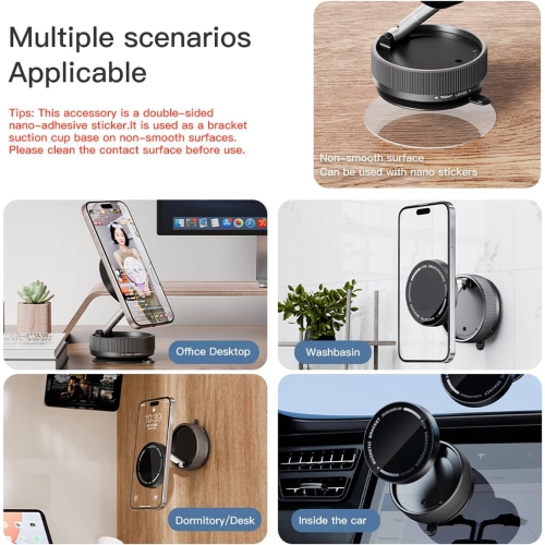 Magsafe Car Mount Phone Holder - Support Cellulaire Auto Magnetic Phone Stand Car, Strong Suction Cup Adjustable Stand for iPhone and All