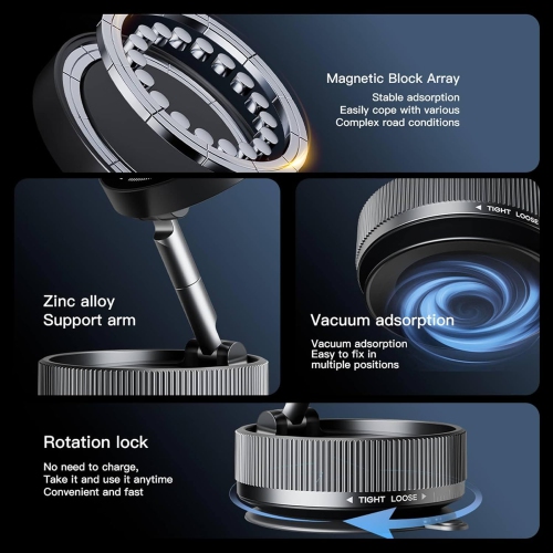 Magsafe Car Mount Phone Holder - Support Cellulaire Auto Magnetic Phone Stand Car, Strong Suction Cup Adjustable Stand for iPhone and All