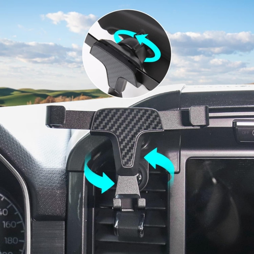 HIGH FLYING for F150 Accessories Car Phone Mount, Carbon Black Interior Hands Free Phone Holder, Gravity Air Vent Car Mount for Cell Phone Compatible