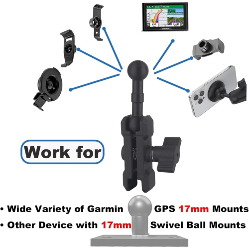 R 17mm Ball Mount Extension Adapter, 360° Rotation Extension Rod for Jeep Car Air Vent Dashboard 17mm Phone Holder, Compatible with Garmin GPS Mount,