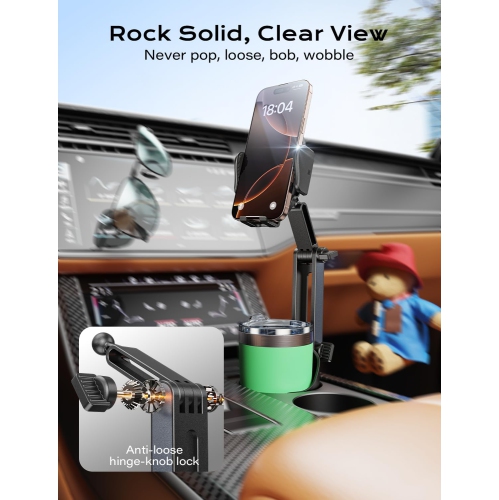 T 2 in 1 Cup Holder Phone Mount for Car Bottle Friendly Cup Phone Holder for Car Height Adjustable Phone Holder Cupholder Easy Install & Sturdy &